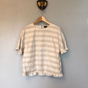 Linen striped ruffle top